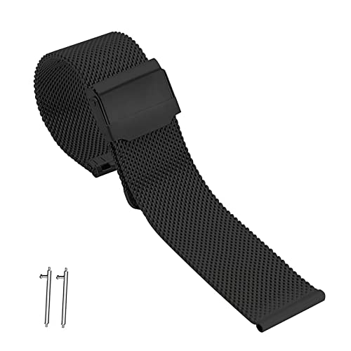 HUAHAP Milanese Mesh Uhrenarmband, 12-22mm Ersatz Edelstahl Metall Mesh Armband, Quick Release Uhrenarmband, Smart Watch Armbänder für Herren und Damen (Color : Black, Size : 12mm) von HUAHAP