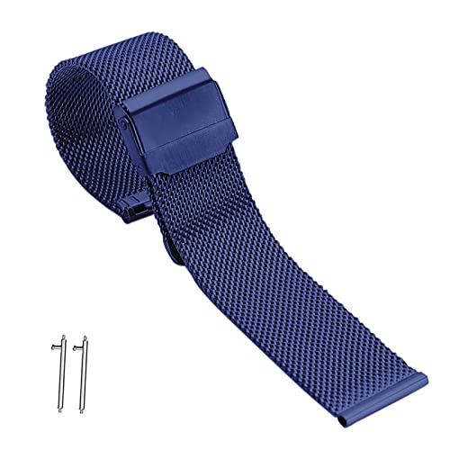 Milanese Mesh Uhrenarmband, 12-22mm Ersatz Edelstahl Metall Mesh Armband, Quick Release Uhrenarmband, Smart Watch Armbänder für Herren und Damen (Color : Blue, Size : 18mm) von HUAHAP