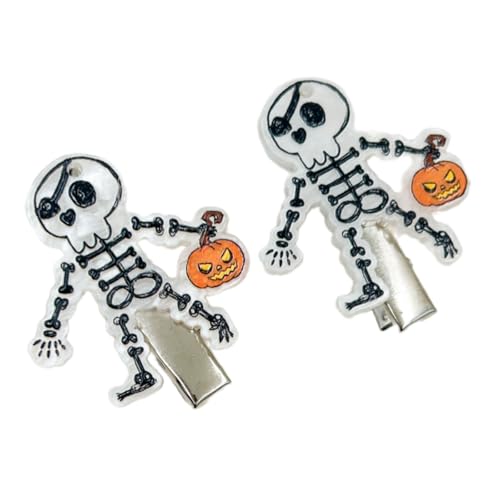 1 Paar Acryl-Halloween-Haar-Accessoire, Totenkopf-Kürbis-Skelett-Anhänger, bequeme Haarnadel für Kinder und Erwachsene, Themen-Kopfschmuck für Cosplay von HUAJINGKEJI