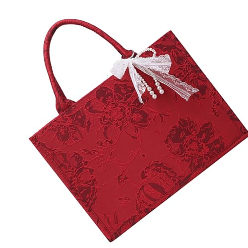 Damen-Einkaufstasche, modische Handtasche, passend für Braut, chinesischer Stil, großer Griff, große Kapazität, Hochzeit, chinesischer Stil, Hochzeit, für Frauen, oberer Griff, rotes Geschenk von HUAJINGKEJI