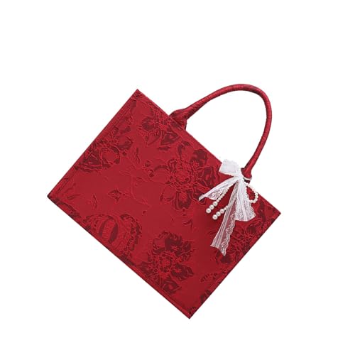 Damen-Einkaufstasche, modische Handtasche, passend für Braut, chinesischer Stil, großer Griff, große Kapazität, Hochzeit, chinesischer Stil, Hochzeit, für Frauen, oberer Griff, rotes Geschenk von HUAJINGKEJI