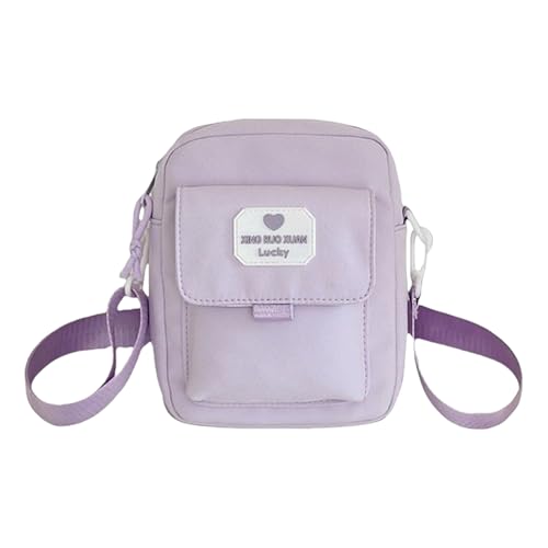 Damen-Umhängetasche, einfarbig, Kuriertasche, kleine Geldbörse, japanischer Stil, Crossbody für den täglichen Gebrauch, japanischer Stil, Crossbody für Damen, Handy, einfarbig, Schulter, lavendel, One von HUAJINGKEJI