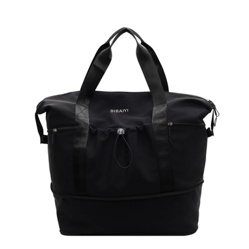 Erweiterbare Reisetasche, ergonomische Trainingshandtasche, praktische erweiterbare Aufbewahrung, wasserdichte Tasche für Sport, Outdoor, Turnbeutel, Schwarz , Mass Beauty von HUAJINGKEJI