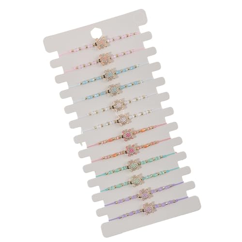 HUAJINGKEJI 12 Stück handgefertigte Schildkröten-Thema, verstellbare geflochtene Armbänder mit Legierung, türkisfarbene Kristall-Holzperlen für Damen und Herren, Holzperle, Einheitsgröße, Wie von HUAJINGKEJI