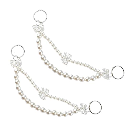 HUAJINGKEJI 2 Stück künstliche Perlenkette, Taschen-Dekoration, Charm, große Kunstperlen, Geldbörse, Kette, Handtaschenkette, As shown in the figure, Leder von HUAJINGKEJI
