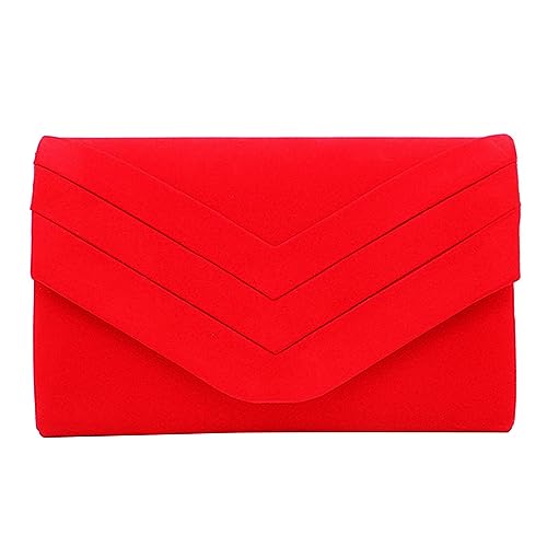 HUAJINGKEJI 2023 Damen Geldbörse Klappe Umschlag Tasche Clutches Hochzeit Handtasche Frauen Mädchen Schultertasche Crossbody Bag, rot, 23*15*5cm von HUAJINGKEJI