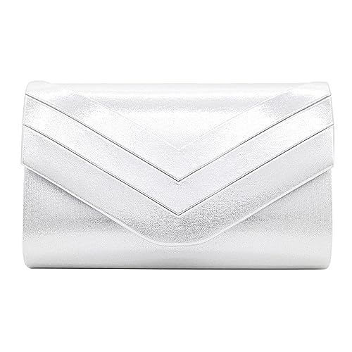 HUAJINGKEJI 2023 Damen Geldbörse Klappe Umschlag Tasche Clutches Hochzeit Handtasche Frauen Mädchen Schultertasche Crossbody Bag, silber, 23*15*5cm von HUAJINGKEJI