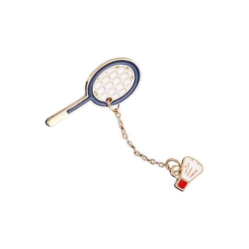 HUAJINGKEJI Cartoon Sport Bälle Brosche Kreative Hemd Anstecknadeln mit Kette Schmuck Pins Badminton Pingpong Brosche, As shown in the figure, Leder von HUAJINGKEJI