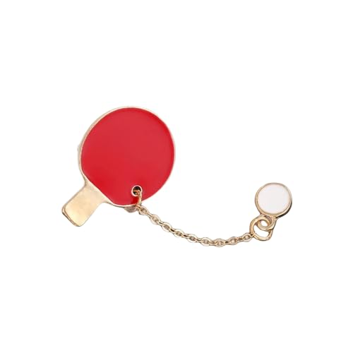 HUAJINGKEJI Cartoon Sport Bälle Brosche Kreative Hemd Anstecknadeln mit Kette Schmuck Pins Badminton Pingpong Brosche, As shown in the figure, Leder von HUAJINGKEJI