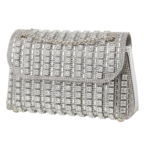 HUAJINGKEJI Clutches Geldbörse, glitzernde Abend-Handtasche für Damen, Kette, Crossbody-Tasche, silber, As shown in the picture (error 1-3cm) von HUAJINGKEJI