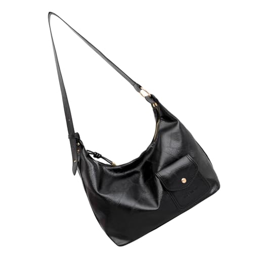 HUAJINGKEJI Crescents Schultertaschen für Damen, Hoboes Toted Handtasche unter dem Arm, Minis Clutches Geldbörse mit Reißverschluss, Crossbody-Taschen für Damen, Schwarz , One Size von HUAJINGKEJI