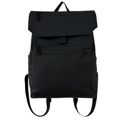 HUAJINGKEJI Damen-Rucksack, großes Fassungsvermögen, für Herren, Laptop, lässig, Tagesrucksack, Studenten, Schule, Unisex, PU-Leder, große Kapazität, Schule, Schwarz von HUAJINGKEJI