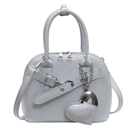 HUAJINGKEJI Elegante PU Shell Umhängetasche Büro Handtasche mit Herz Anhänger und verstellbarem Riemen Crossbody Taschen für, hellblau, 9.75x7.8in von HUAJINGKEJI