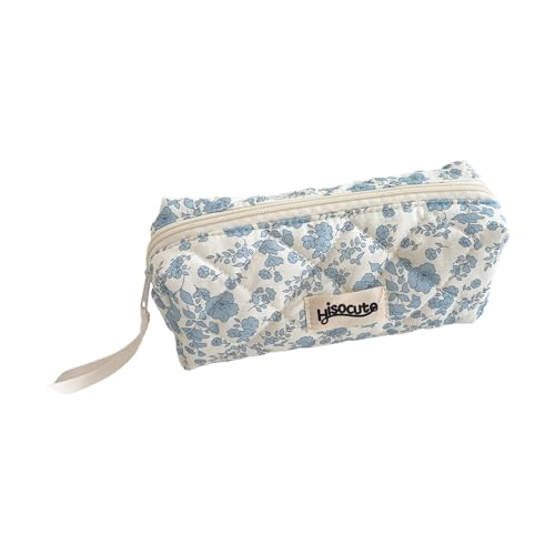 HUAJINGKEJI Federmäppchen mit Schleifen, Blumendruck, große Kapazität, Stifttasche, Schule, Bürobedarf für Studenten, geräumige Aufbewahrung, Schleifen, Tasche, Blumendruck, tragbare Beutelbox, a von HUAJINGKEJI