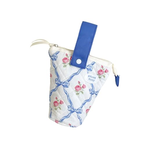 HUAJINGKEJI Federmäppchen mit schönen Schleifen, ästhetisches Etui, Stiftebeutel, Stehtasche, Schule, Bürobedarf, Stehtasche, ästhetisch, Schule, Bürobedarf, blau von HUAJINGKEJI