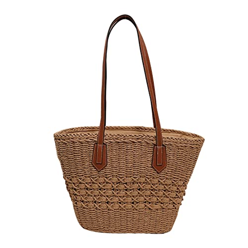 HUAJINGKEJI Frauen Strohhalle Umhängetasche Einkaufstaschen Wiederverwendbarer Lässiger Outdoor Party Tasche Weibliche Handtaschen Strohschulter Mit Reißverschluss von HUAJINGKEJI