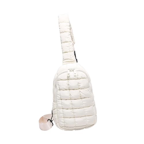 HUAJINGKEJI Gesteppte Puffer-Brusttasche, einfarbig, klein, Umhängetasche, Rucksack mit mehreren Innentaschen, Schultertasche, weiß, As shown in the picture (error 1-3cm) von HUAJINGKEJI