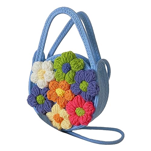 HUAJINGKEJI Handgewebte Strandtasche, Blumenmuster, Umhängetasche, Geldbörse, Strandtasche, Handtasche für Mädchen, blau, As shown in the picture (error 1-3cm) von HUAJINGKEJI