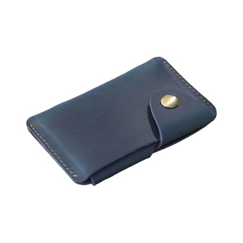 HUAJINGKEJI Kreditkartenhalter, Münzgeldbörse, Lederetui mit Knopfverschluss, Retro-Design, Geldbörse für Damen, Herren, Retro, Münze, mit Schnappverschluss, für Damen und Herren, Pan Blue von HUAJINGKEJI