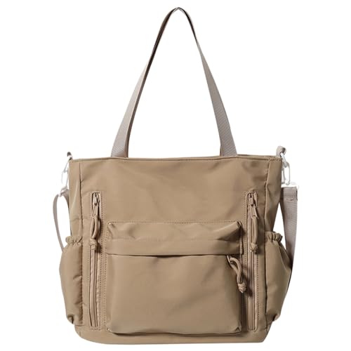 HUAJINGKEJI Lässige Umhängetasche für Damen, große Kapazität, Umhängetasche, Schüler, Schultasche, einfache Tasche, Segeltuch, Einkaufstasche, khaki, As shown in the picture (error 1-2cm) von HUAJINGKEJI
