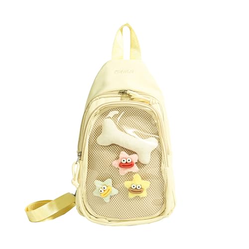 HUAJINGKEJI Moderne, geometrische transparente Handtasche mit verstellbarem Schultergurt, Organisationstaschen, geeignet für Arbeit oder Reisen, übergroße Cosplay-Tasche, gelb, One Size von HUAJINGKEJI