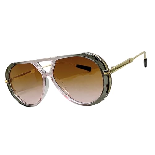 HUAJINGKEJI Modische Katzenaugen-Sonnenbrille mit PC-Rahmen, Doppelstrahl-Design, bequeme Brille für Erwachsene, Doppelbrücken-Sonnenbrille, Grauer Puderrahmen Te von HUAJINGKEJI