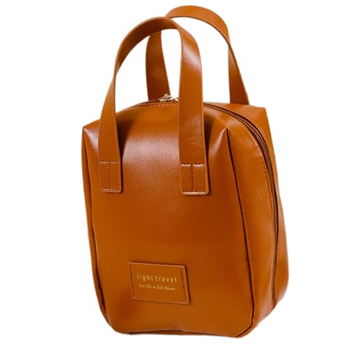 HUAJINGKEJI Modische Taschen, große Kapazität, Make-up-Tasche für Damen, funktionale Reise-Kosmetiktasche mit mehrschichtiger Kulturbeutel, Handtasche, mokkabraun, 16.5*9*28cm, Make-up-Handtasche von HUAJINGKEJI