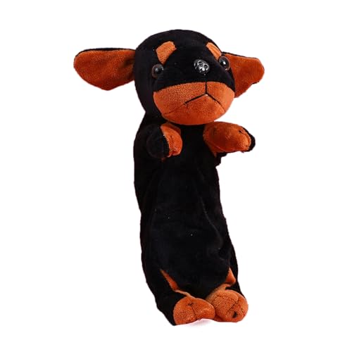 HUAJINGKEJI Plüsch-Stifttasche mit Cartoon-Hund, weiches Tieretui, große Kapazität, Make-up, Schulbedarf, Cartoon-Hundeetui, große Kapazität, Stifttasche, schöne Plüschtiertasche, Schwarze Bohnen von HUAJINGKEJI