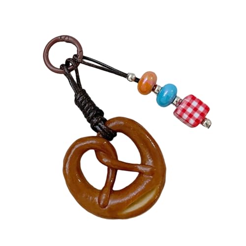 HUAJINGKEJI Realistische Schokoladenbrezel, Brot, Münztasche, Zubehör, modische Taschen, Anhänger, Handy-Anhänger für Erwachsene, Alkalisches Wasser, 3.12x2.73in von HUAJINGKEJI