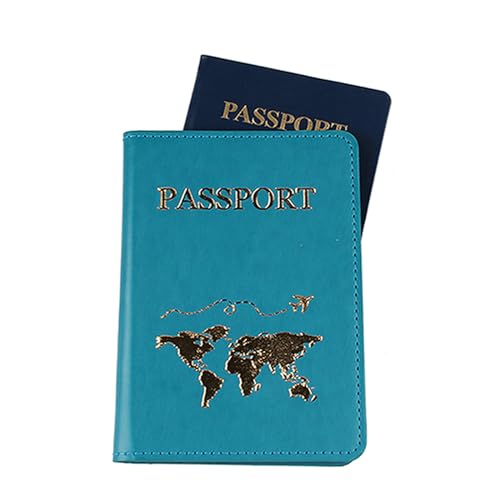 HUAJINGKEJI Reisepasshülle aus PU-Leder, Reisebrieftasche, Organizer, Zubehör für Männer und Frauen, PU-Halter, Brieftaschen-Etui für Männer und Frauen, blau, Mass Beauty von HUAJINGKEJI