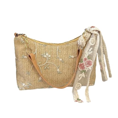 HUAJINGKEJI Stilvolle Spitze gewebte Unterarmtasche Elegante und bequeme Umhängetasche Achsel Handtasche, khaki, Size: app. 16x28x10cm /6.29x11.02x3.93in von HUAJINGKEJI