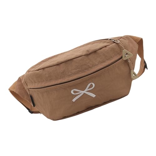 HUAJINGKEJI Stilvolle Umhängetasche mit Schleife und verstellbarem Riemen, Brusttaschen für Handy, Geldbörse, Schlüssel, kompaktes Design, Schultertasche, leichte Canvas-Brusttasche, khaki, One Size von HUAJINGKEJI