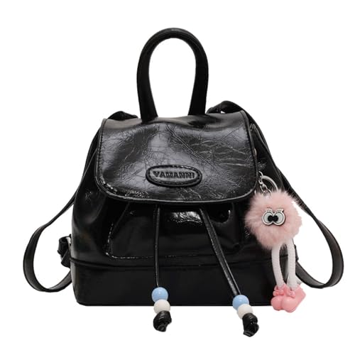 HUAJINGKEJI Stilvoller und lässiger Damen-Schulrucksack, kleiner Rucksack für den Alltag, Schwarz , Size:app. 19x9x16cm /7.48x3.54x6.29in von HUAJINGKEJI