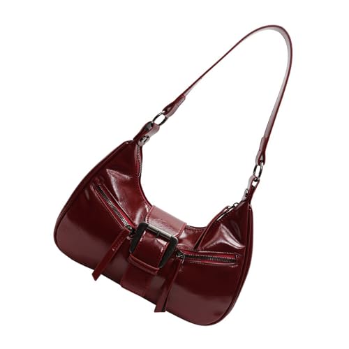 HUAJINGKEJI Trendige PU Leder Umhängetasche Für Frauen Elegantes Metall Schnallen Unterarmte Reißverschlüsse Crossbody Satchel Geldbörse Handtasche Modependler von HUAJINGKEJI