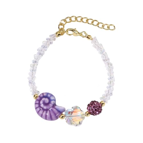 HUAJINGKEJI Verstellbarer Keramik- und Schnecken-Anhänger mit Kristallperlen, Meeresschmuck für Damen und Mädchen, eleganter Keramik-Muschelschmuck, Einheitsgröße, Wie beschrieben von HUAJINGKEJI