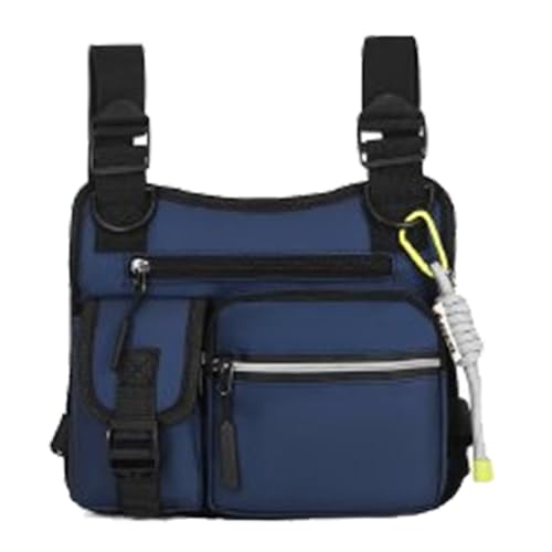 Multifunktionale Brusttasche aus Nylongewebe, Handyhalterung, Rucksack, Schnellzugriffstaschen für verschiedene Anlässe, verschleißfeste Westentaschen, blau, Mass Beauty von HUAJINGKEJI