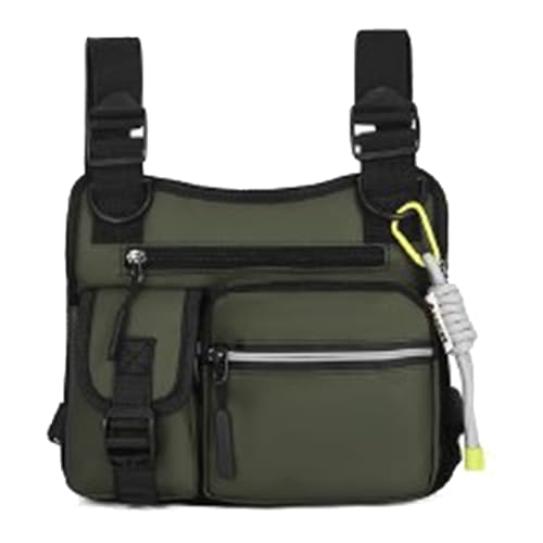 Multifunktionale Brusttasche aus Nylongewebe, Handyhalterung, Rucksack, Schnellzugriffstaschen für verschiedene Anlässe, verschleißfeste Westentaschen, grün, Mass Beauty von HUAJINGKEJI