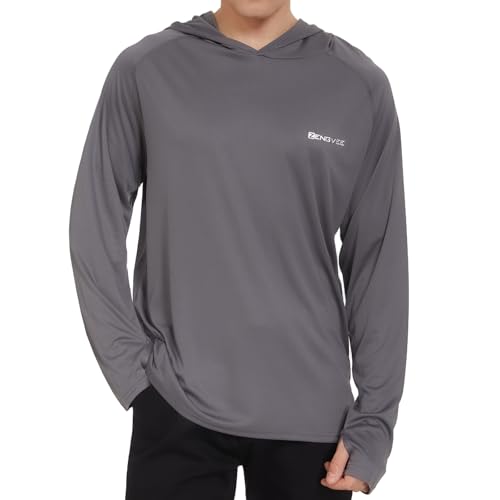 HUAKANG Herren Kapuzenpullover Shirt Langarm Rashguard Sonnenschutz UPF50+ UV Schutz Shirt Pullover Langarm Hoodie für Angeln Rash Guard Surfen 0610-1-Dark Grey-XL von HUAKANG