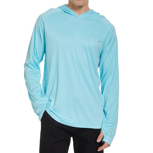 HUAKANG Herren Kapuzenpullover Shirt Langarm Rashguard Sonnenschutz UPF50+ UV Schutz Shirt Pullover Langarm Hoodie für Angeln Rash Guard Surfen 0610-1-Lake-S von HUAKANG