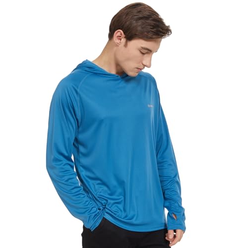 HUAKANG Herren Kapuzenpullover Shirt Langarm Rashguard Sonnenschutz UPF50+ UV Schutz Shirt Pullover Langarm Hoodie für Angeln Rash Guard Surfen 0610-1-Navy-M von HUAKANG
