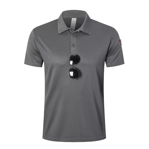 HUAKANG Poloshirt Herren Kurzarm Atmungsaktiv Golf Tennis Polo Shirt Männer Sommer Freizeit Shirts Sport Outdoor Slim Fit Tshirt, P533-1-DarkGrey-M von HUAKANG