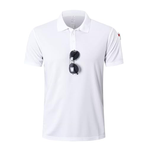 HUAKANG Poloshirt Herren Kurzarm Atmungsaktiv Golf Tennis Polo Shirt Männer Sommer Freizeit Shirts Sport Outdoor Slim Fit Tshirt, P533-1-White-L HUAKANG Poloshirt Herren Kurzarm Atmungsaktiv Golf Tennis Polo Shirt Männer Sommer Freizeit Shirts Sport Outdoor Slim Fit Tshirt, P533-1-White-L von HUAKANG