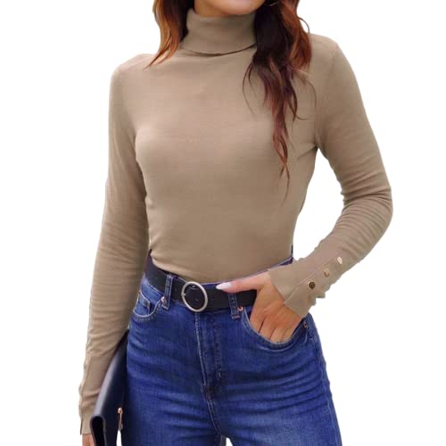 HUALIYIX Rollkragenpullover Damen Stricksweater Strickpullover Basic Fit Casual Für Herbst Winter von HUALIYIX