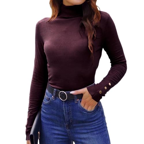 HUALIYIX Strickpullover für Damen Rollkragenpulli Basic Sweater merhfarbig - S/M/L/XL - Warm, bequem und stilvoll für Damen von HUALIYIX