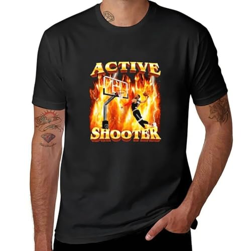 Active Shooter T-Shirt Sweat Shirts Oversized t-Shirt Sublime t Shirt t Shirts Men Black L von HUAMER