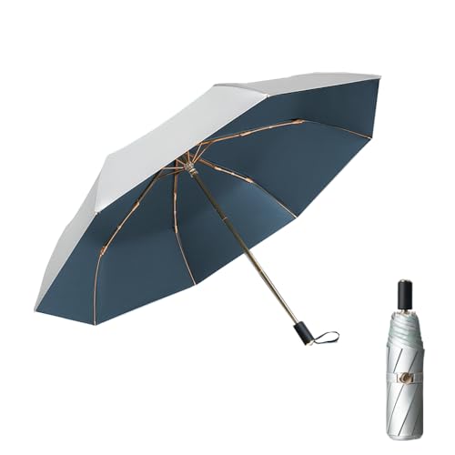 HUAMu UV-Schutzschirm, Hand-Sonnenschirm, regenfest und 99,9 % UV-Schutz, kompakter persönlicher Sonnenschirm, Golf-Regenschirm mit Titan-Silber+schwarzer doppelter Anti-UV-Beschichtung, blau HUAMu UV-Schutzschirm, Hand-Sonnenschirm, regenfest und 99,9 % UV-Schutz, kompakter persönlicher Sonnenschirm, Golf-Regenschirm mit Titan-Silber+schwarzer doppelter Anti-UV-Beschichtung, blau von HUAMu