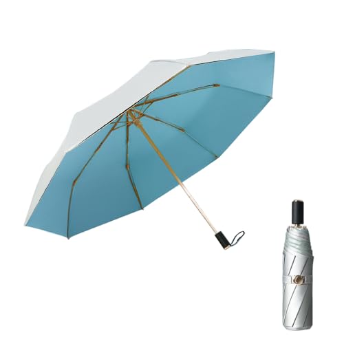 HUAMu UV-Schutzschirm, Hand-Sonnenschirm, regendicht und 99,9 % UV-Schutz, UV-Regenschirm, kompakter persönlicher Sonnenschirm, Golfschirm mit Titan-Silber + schwarzer doppelter Anti-UV-Beschichtung, von HUAMu