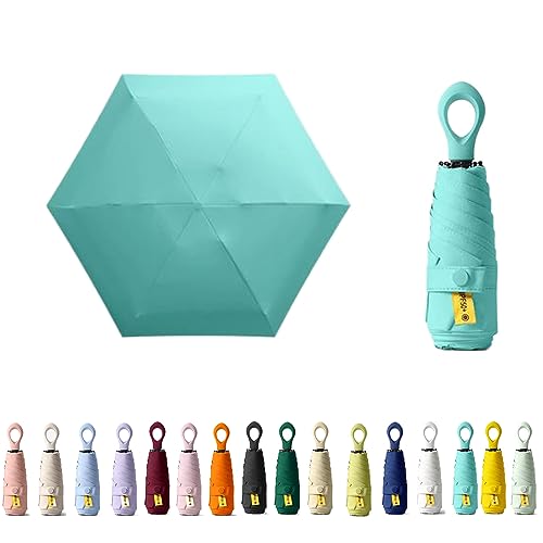 Mini Faltender Regenschirm Freien UV Schutz,kreativer Ringgriff,Sonnenschutz Klein für Koffer Taschenschirm,Beschichtung Gegen Feuchtigkeitsschäden für Damen und Kinder Reise von HUAMu