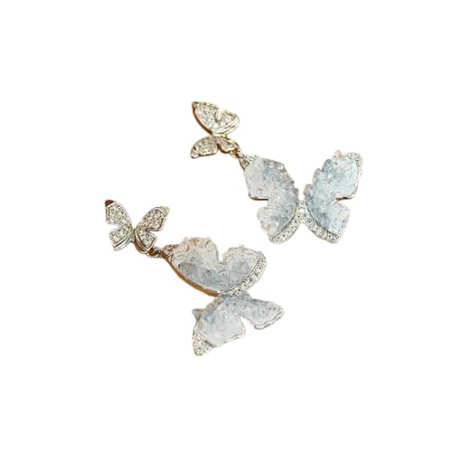 Blaue Schmetterlings-Perlenohrringe für Damen, einfacher Schmuck von HUANGBONIG