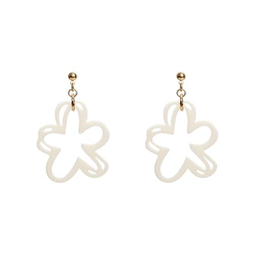 Damen-Ohrringe, Design mit hohlen Blütenblättern, weiße Blumen Damen-Ohrringe, Design mit hohlen Blütenblättern, weiße Blumen von HUANGBONIG